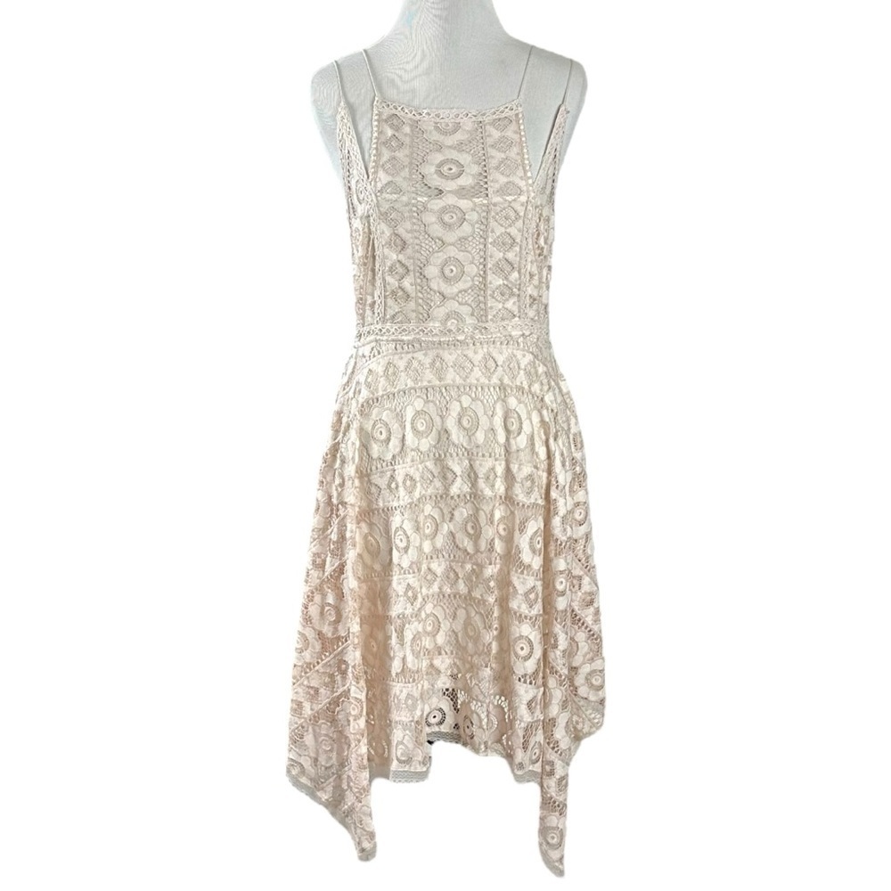 Free People Ethereal Fairy Lace Apron Handkerchief Dress Ivory Nude Bohemian 4 - Picture 10 of 17